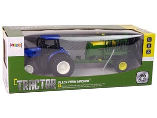 Kauko-ohjattava traktori lisälaitteilla, 1:24, sininen hinta ja tiedot | Poikien lelut | hobbyhall.fi