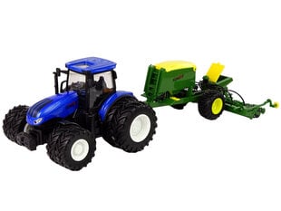 Kauko-ohjattava traktori lisälaitteilla, 1:24, sininen hinta ja tiedot | Poikien lelut | hobbyhall.fi