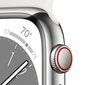 Apple Watch Series 8 GPS + Cellular 41mm Silver Stainless Steel Case, White Sport Band - MNJ53KS/A hinta ja tiedot | Älykellot | hobbyhall.fi