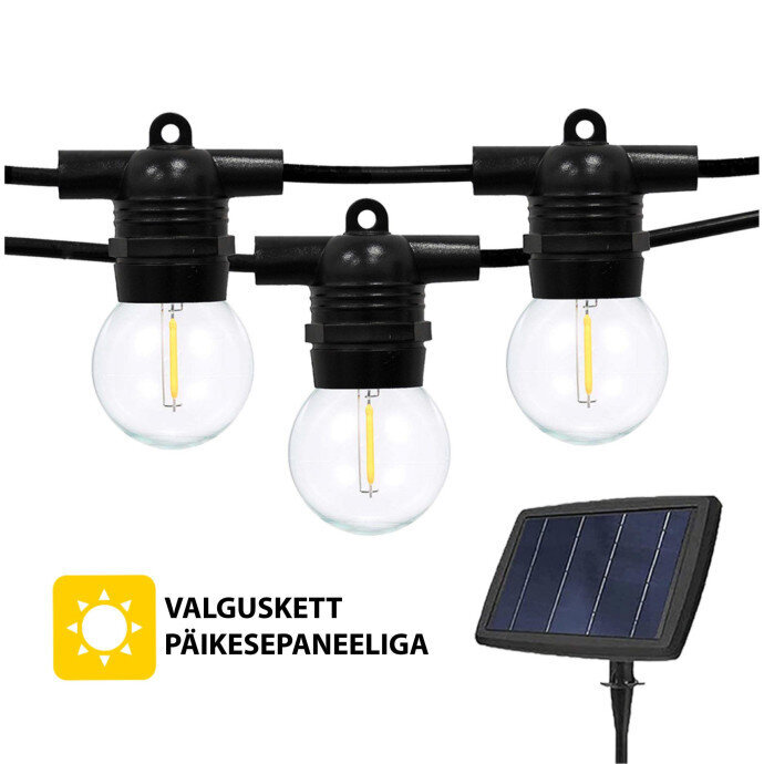 Aurinkopaneelilla valoketju (LED) Glow, musta hinta ja tiedot | Jouluvalot | hobbyhall.fi