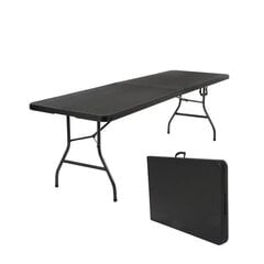 Taitettava pöytä 240 cm Musta hinta ja tiedot | Puutarhapöydät | hobbyhall.fi