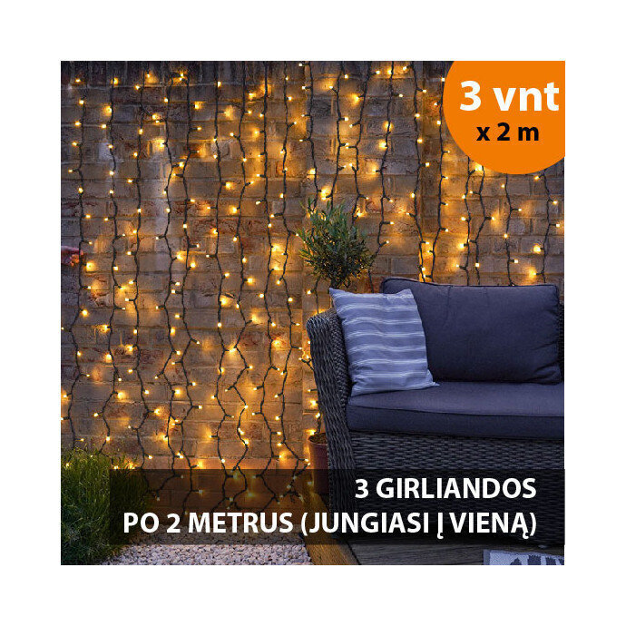 Lempučių užuolaida (girlianda) PROLED IP67 6x2 m hinta ja tiedot | Jouluvalot | hobbyhall.fi