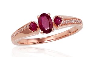 Kultasormus, punainen kulta 585°, timantit, rubiini hinta ja tiedot | Sormukset | hobbyhall.fi