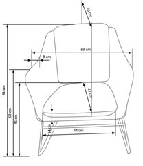 Nojatuoli Halmar Soft 3, sininen hinta ja tiedot | Nojatuolit | hobbyhall.fi