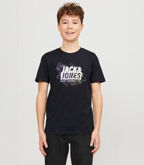 Jack & Jones lasten T-paita 12254186*01, musta 5715514945031 hinta ja tiedot | Poikien paidat | hobbyhall.fi