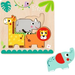 Tooky Toy puinen monikerroksinen palapeli, afrikkalaiset eläimet hinta ja tiedot | Vauvan lelut | hobbyhall.fi