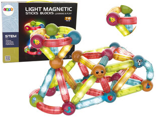 LIGHT MAGNETIC STICKS magneettisten palikoiden sarja, 76 kpl hinta ja tiedot | Magnetic Lelut yli 3-vuotiaille lapsille | hobbyhall.fi