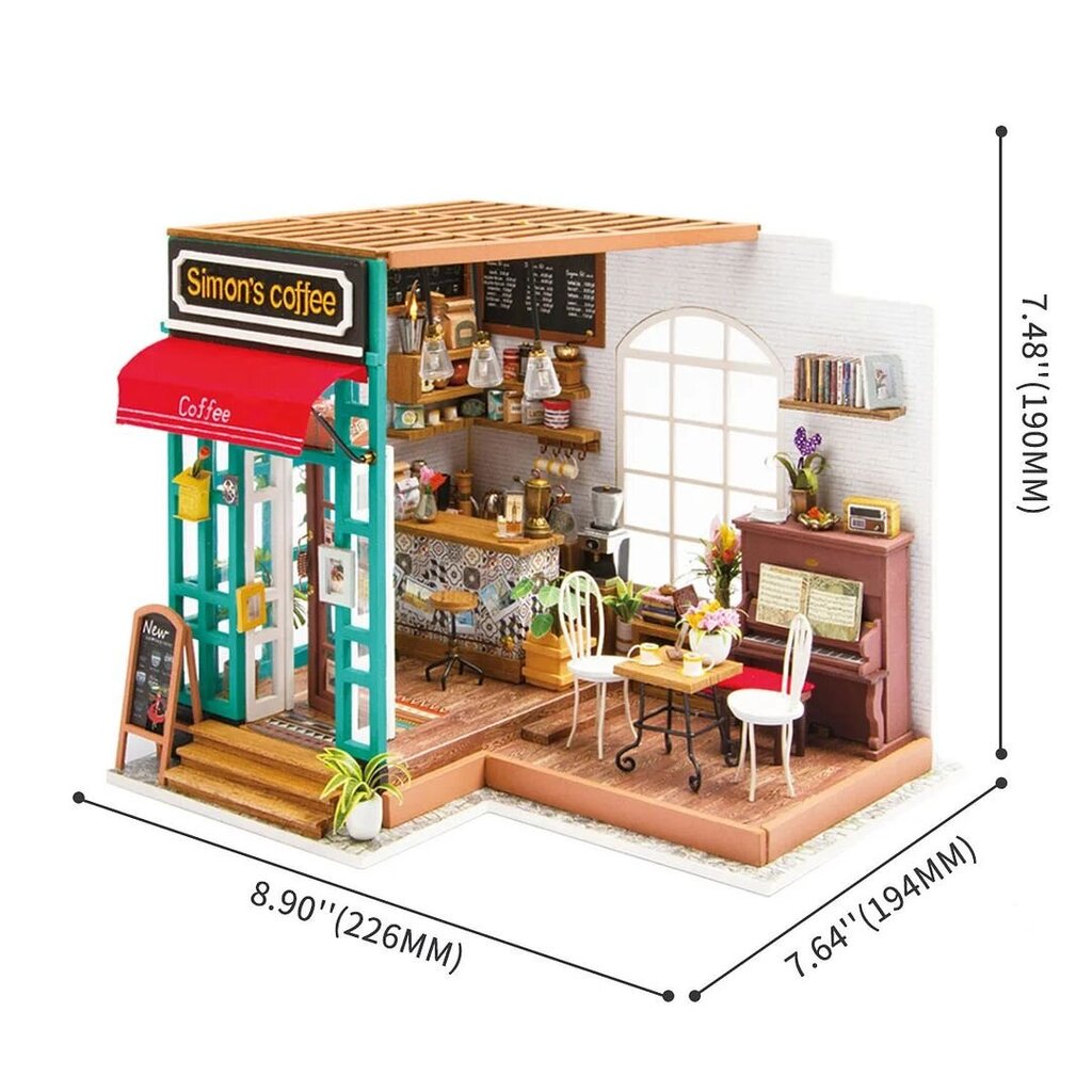 3D tee se itse nukkekoti TM Varvikas - Roombox Simon's coffee RB008e hinta ja tiedot | LEGOT ja rakennuslelut | hobbyhall.fi
