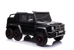 Kaksipaikkainen sähköinen jeeppi lapsille Mercedes 6x6 12V, musta hinta ja tiedot | Lasten sähköautot | hobbyhall.fi