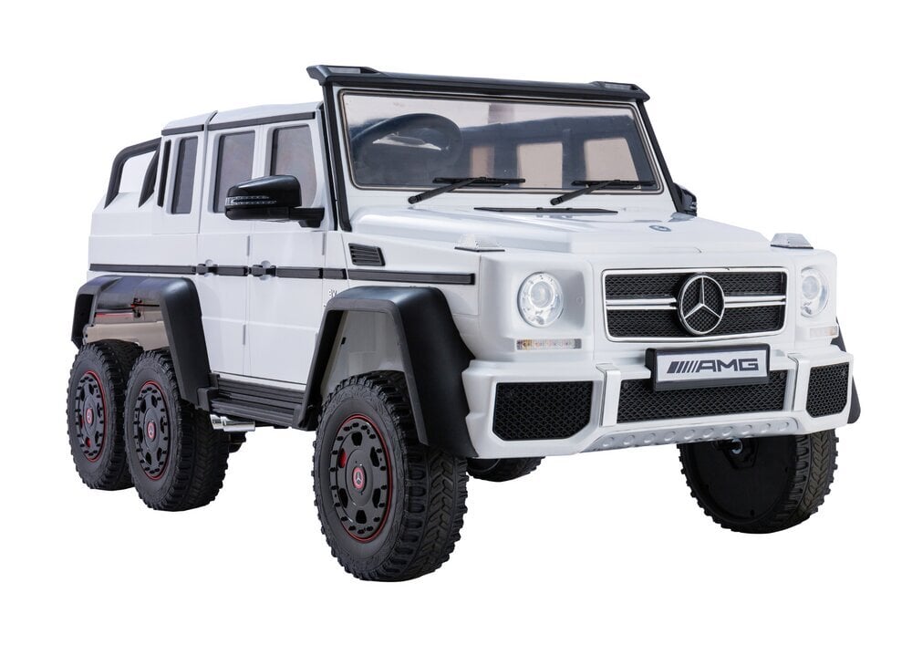 Kaksipaikkainen sähköjeeppi lapsille Mercedes G63 6x4 24V, valkoinen hinta ja tiedot | Lasten sähköautot | hobbyhall.fi