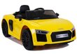 Audi R8 Spyder, yksipaikkainen sähköauto lapsille, keltainen hinta ja tiedot | Lasten sähköautot | hobbyhall.fi