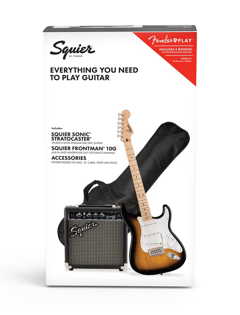 Sähkökitarasetti Fender Squier Sonic Strat, Frontman 10G hinta ja tiedot | Kitarat | hobbyhall.fi