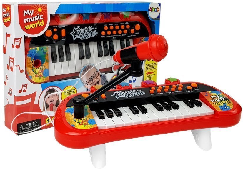 Lasten piano 24 näppäintä USB-mikrofonilla, punainen hinta ja tiedot | Kehittävät lelut | hobbyhall.fi
