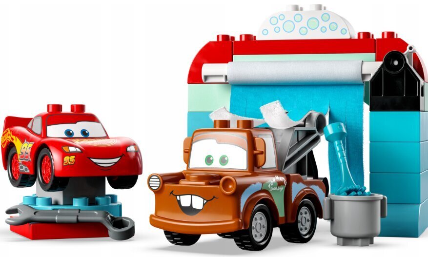 10996 LEGO® DUPLO® Disney™ Salama McQueenin ja Martin hauska autopesu + pehmotyyny Cat, 50 cm hinta ja tiedot | LEGOT ja rakennuslelut | hobbyhall.fi