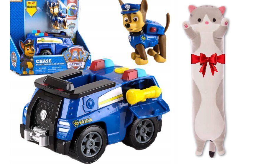 SpinMaster Paw Patrol Poliisiauto + Pehmotyyny Cat, 50 cm hinta ja tiedot | Poikien lelut | hobbyhall.fi