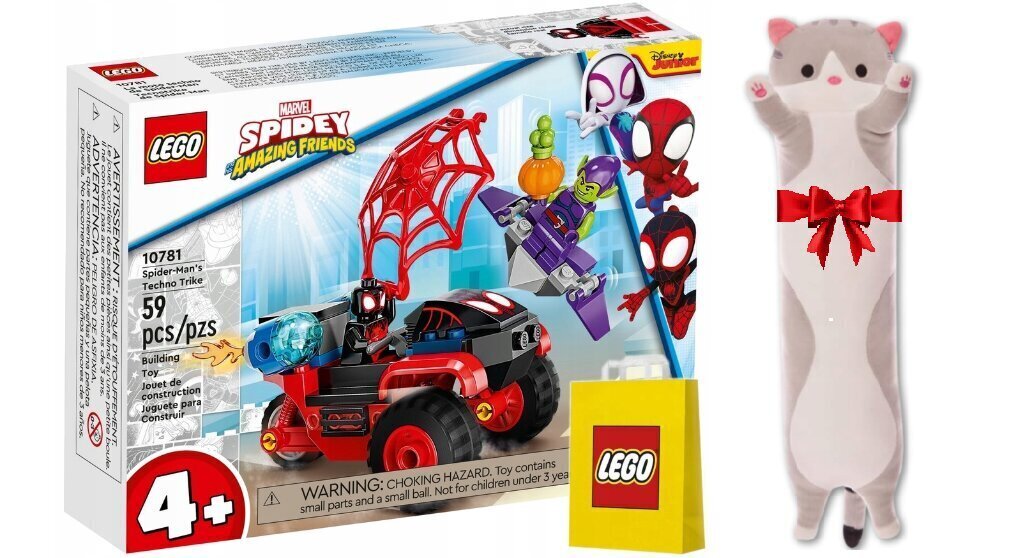 10781 LEGO Super Heroes Tech kolmipyörä Spider-Man ja pehmotyynykissa, 50 cm hinta ja tiedot | LEGOT ja rakennuslelut | hobbyhall.fi