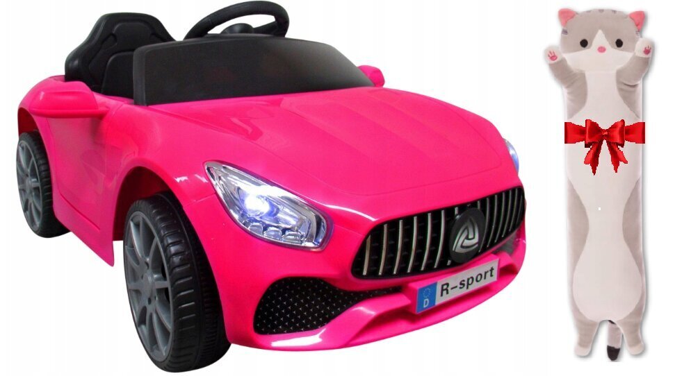 Sähköauton Bmw B3 R-sport, pinkki + pehmotyyny Cat, 50 cm hinta ja tiedot | Lasten sähköautot | hobbyhall.fi