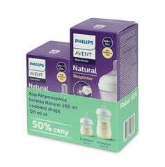 Pullo Philips Avent Natural Response SCY903/01+SCY900/01, 1+ kuukausi, 260 + 125 ml hinta ja tiedot | Philips Avent Lapset | hobbyhall.fi