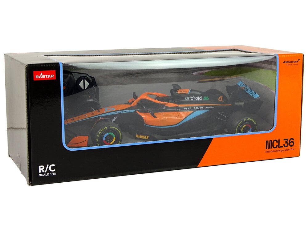 Mercedes-AMG F1 kauko-ohjattava auto, 1:18, oranssi hinta ja tiedot | Poikien lelut | hobbyhall.fi