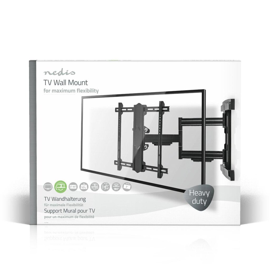 Nedis TVWM6550BK TV mounts LED / LCD / PLASMA TV / 37-80"/ Max 50kg hinta ja tiedot | TV-seinätelineet | hobbyhall.fi