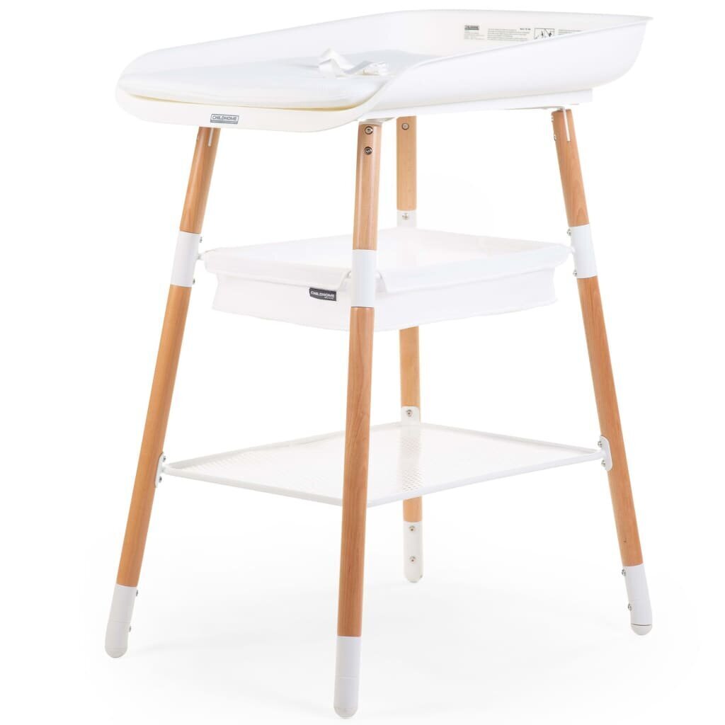 Hoitopöytä 431128 CHILDHOME Changing Table "Evolux" White Natural hinta ja tiedot | Vauvan hoitoalustat ja tekstiilit | hobbyhall.fi