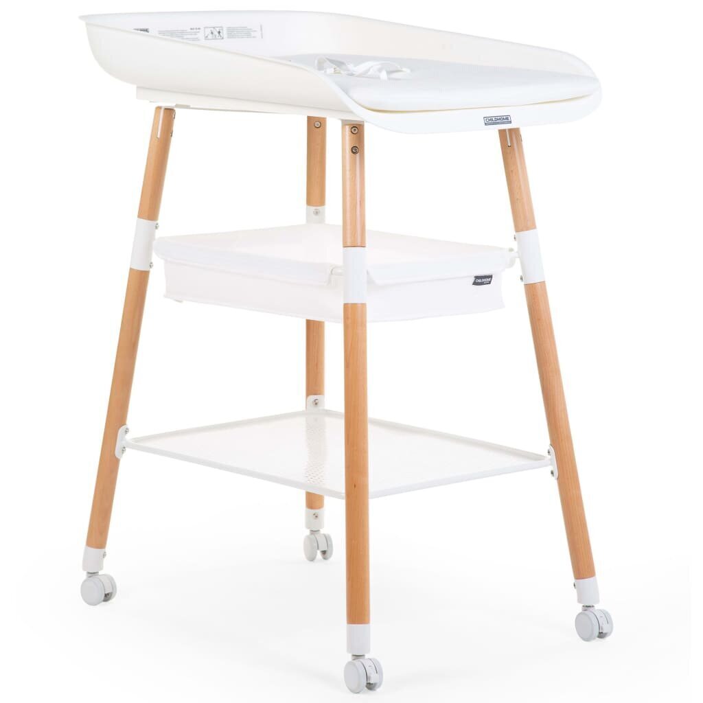 Hoitopöytä 431128 CHILDHOME Changing Table "Evolux" White Natural hinta ja tiedot | Vauvan hoitoalustat ja tekstiilit | hobbyhall.fi