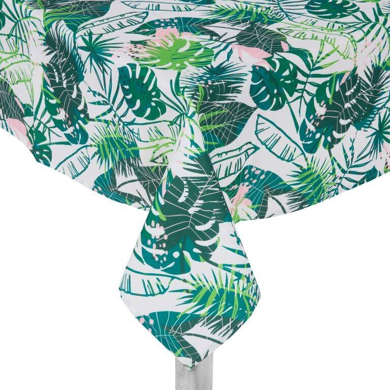 Koristeellinen pöytäliina My Home Tropical, valkoinen-vihreä, 160 x 280 cm hinta ja tiedot | Pöytäliinat, tabletit ja lautasliinat | hobbyhall.fi