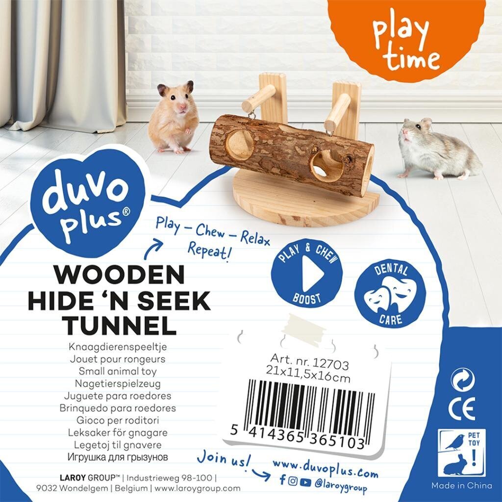 Puinen tunneli jyrsijöille Duvoplus Hide `N Seek, 21x11,5x16 cm hinta ja tiedot | Pieneläinten häkit ja tarvikkeet | hobbyhall.fi