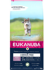 Eukanuba Grain Free L Puppy lampaanlihalla, ison rodun pennuille, 12 kg hinta ja tiedot | Koiran kuivaruoka | hobbyhall.fi
