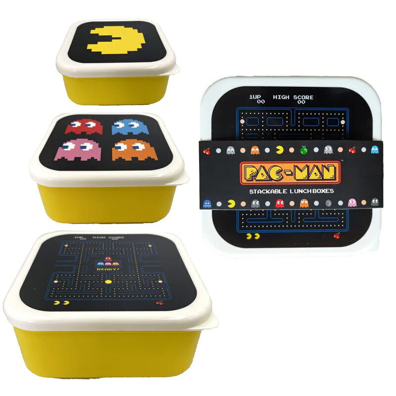 3 lounaslaatikon setti M/L/XL - Pac-Man hinta ja tiedot | Elintarvikkeiden säilytysastiat | hobbyhall.fi