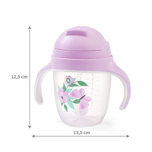 Kuppi pillillä Babyono 1464/05, violetti, 6 kuukautta+, 240 ml hinta ja tiedot | Tuttipullot ja tarvikkeet | hobbyhall.fi