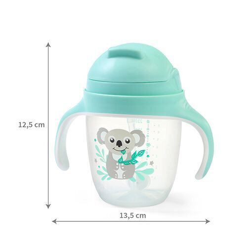 Kuppi pillillä Babyono 1464/03, vihreä, 6kk+, 240 ml hinta ja tiedot | Tuttipullot ja tarvikkeet | hobbyhall.fi