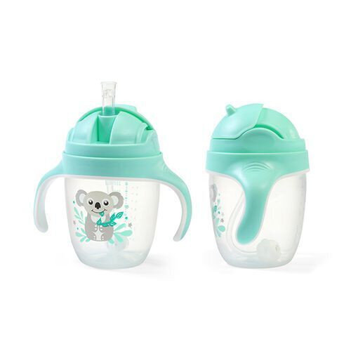 Kuppi pillillä Babyono 1464/03, vihreä, 6kk+, 240 ml hinta ja tiedot | Tuttipullot ja tarvikkeet | hobbyhall.fi