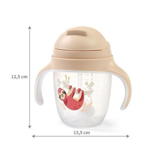 Kuppi pillillä Babyono 1464/04, ruskea, 6kk+, 240 ml hinta ja tiedot | Tuttipullot ja tarvikkeet | hobbyhall.fi