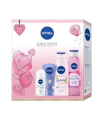 Nivea Girls Stuff kosmetiikkasetti naisille 4:1: 200ml + 300ml + 75ml + 50ml hinta ja tiedot | Suihkusaippuat ja suihkugeelit | hobbyhall.fi