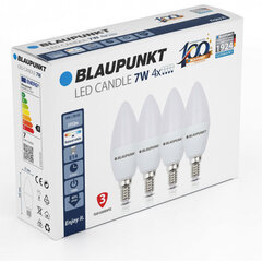 Blaupunkt LED-lamput E14 7W 4kpl, lämmin valkoinen hinta ja tiedot | Lamput | hobbyhall.fi