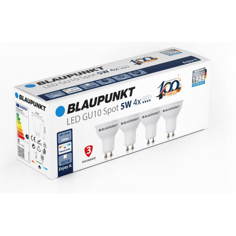 Blaupunkt LED-lamput GU10 5W 4kpl, luonnonvalkoinen hinta ja tiedot | Lamput | hobbyhall.fi