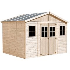 Puinen puutarhavaja Timbela M331 + lattia H246 x 418 x 320 cm / 12 m2 hinta ja tiedot | Piharakennukset | hobbyhall.fi