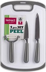 4-osainen keittiövälinesarja Lamart Peel, veitset, kuorija ja leikkuulauta hinta ja tiedot | LAMART Ruokailuvälineet ja keittiötarvikkeet | hobbyhall.fi