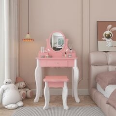 Lasten peilipöytä tuolilla ja peilillä VG Line KS236-B, valkoinen/vaaleanpunainen hinta ja tiedot | Peilipöydät | hobbyhall.fi