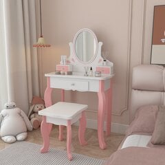 Lasten peilipöytä tuolilla ja peilillä VG Line KS236-A, valkoinen/vaaleanpunainen hinta ja tiedot | Peilipöydät | hobbyhall.fi