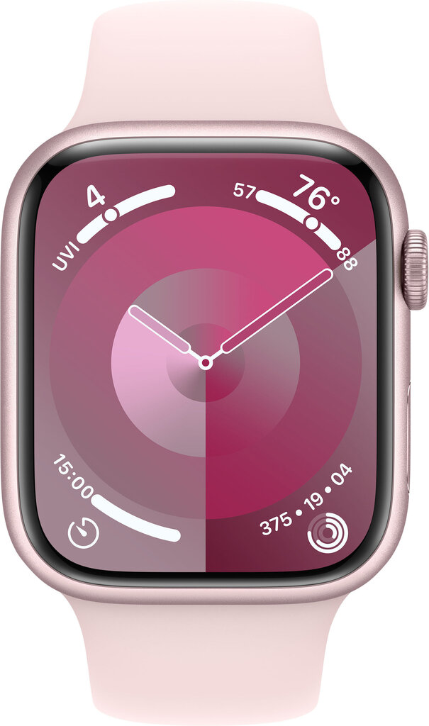 Apple Watch Series 9 GPS 45mm Pink Aluminium Case with Light Pink Sport Band - M/L MR9H3KS/A hinta ja tiedot | Älykellot | hobbyhall.fi