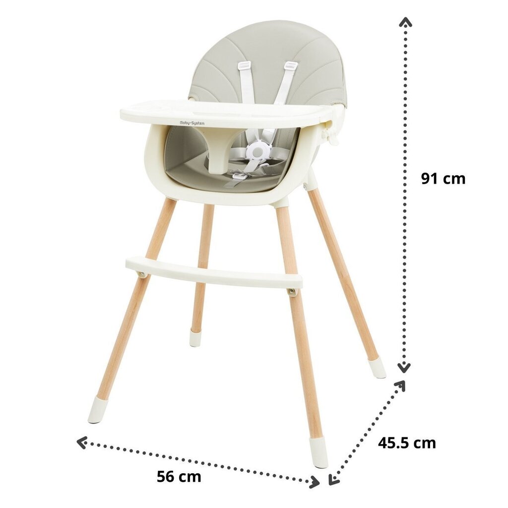 Voimatuoli Moby-System Amelia 3in1, harmaa hinta ja tiedot | Syöttötuolit | hobbyhall.fi