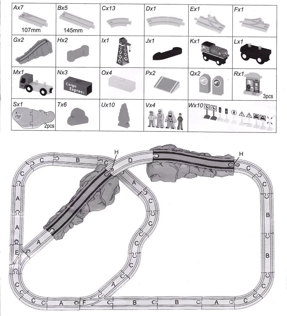 LIVMAN H-45 puuradan tavarajuna- ja satamasetti, jossa 80+ osaa hinta ja tiedot | Kehittävät lelut | hobbyhall.fi