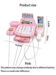 Lasten leikkisetti: kassakone Electronics-27, koko 19x12x10 cm, vaaleanpunainen. hinta ja tiedot | Tyttöjen lelut | hobbyhall.fi