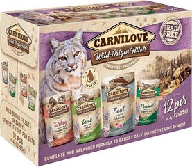 Carnilove Cat Wild Origin Fillets aikuisille kissoille liha, 12x85g hinta ja tiedot | Kissanruoka | hobbyhall.fi