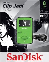 MP3-soitin SanDisk Clip Jam 8GB, vihreä hinta ja tiedot | MP3-soittimet, MP4-soittimet | hobbyhall.fi
