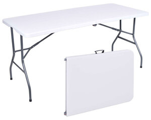 Taitettava pöytä, 240 x 75 x 74 cm, valkoinen hinta ja tiedot | Puutarhapöydät | hobbyhall.fi