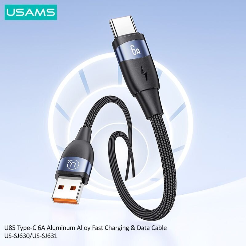 Usams U85 6A USB to type-C 1.2M hinta ja tiedot | Puhelinkaapelit | hobbyhall.fi