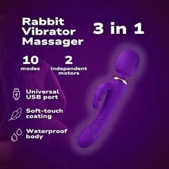 Vibraattori 3 in 1 Rabbit, violetti Blue Lotus hinta ja tiedot | Vibraattorit | hobbyhall.fi